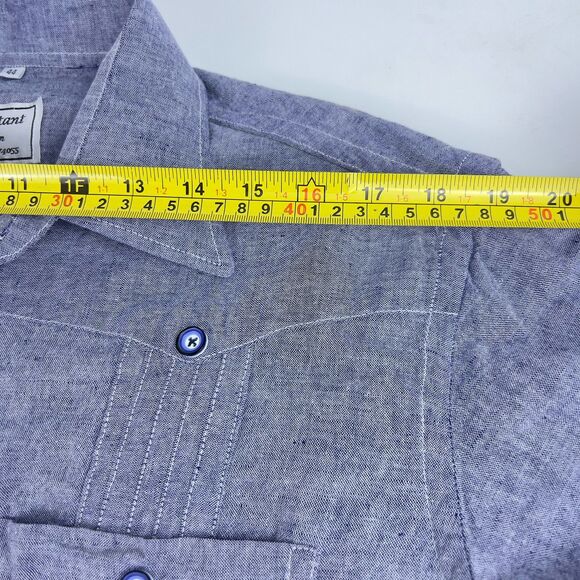 C.Constant Abidjan‎ Guayabera Shirt Sz 44 Blue Cotton Linen Feel Long Sleeve - Picture 8 of 12